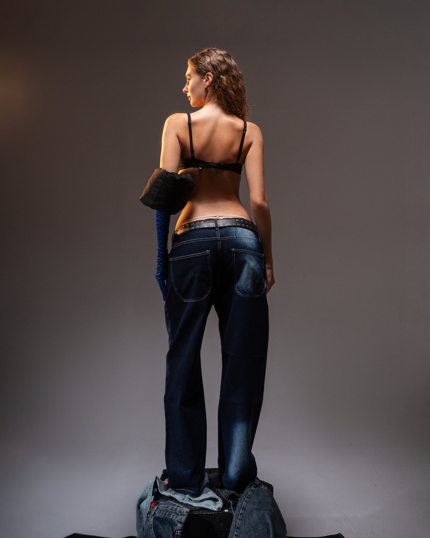 Navy Blotted Denim